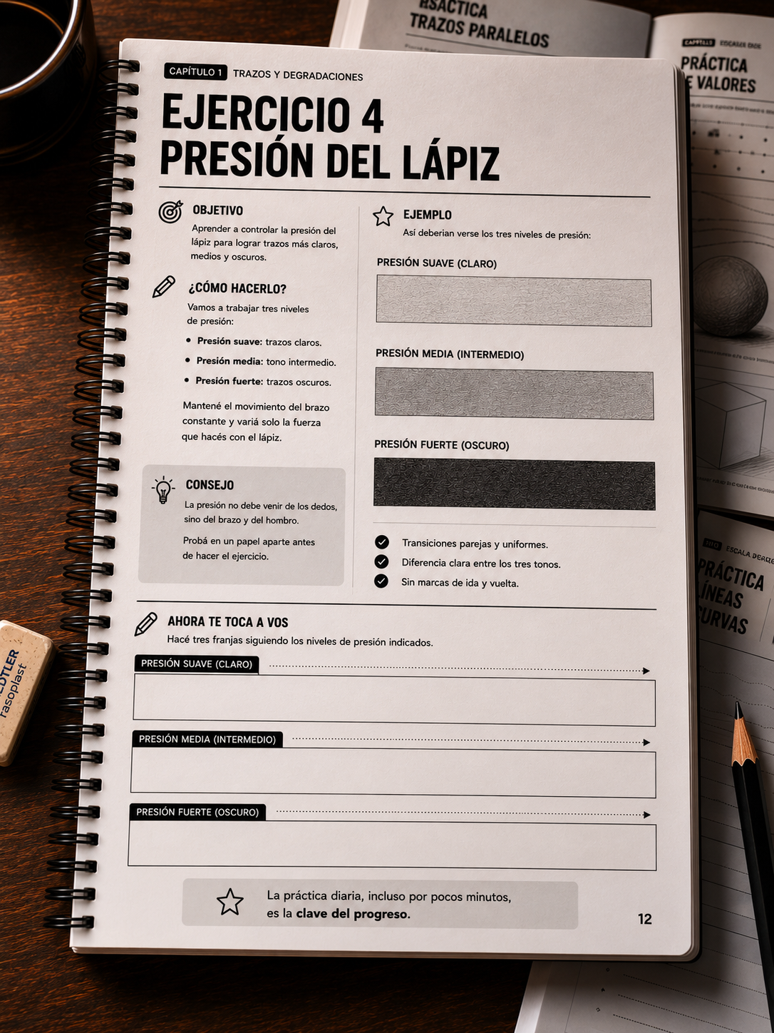 Página impresa de presión del lápiz
